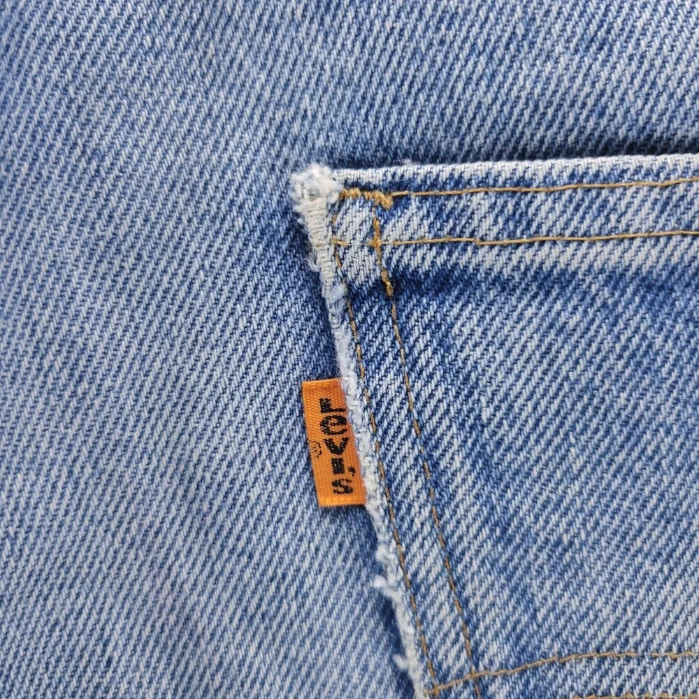 VTG Levis 684 Jeans Mens 32x30 Blue Flare Bell Bottom Talon Zip 70s Patchwork